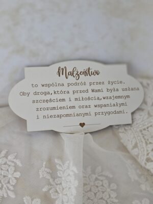 Tabliczka ślubna z białego HDF grawer 12x6,5cm H551