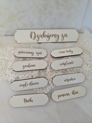 Tabliczki do Makramy Dziękujemy Za Zestaw 9 szt HDF Podziękowanie dla Nauczyciela Rękodzieło 15x3cm H554