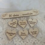Tabliczki do Makramy W dniu urodzin Zestaw 7 szt Sklejka Rękodzieło 15x3cm N1038