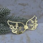 Złote skrzydełka dla aniołka z makramy świąteczne z plexi lustrzanej 9,5x4cm PL89
