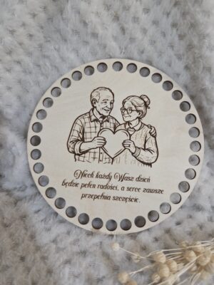 Baza ze sklejki do szydełkowania okrągła – Dzień Babci i Dziadka 15cm N1196