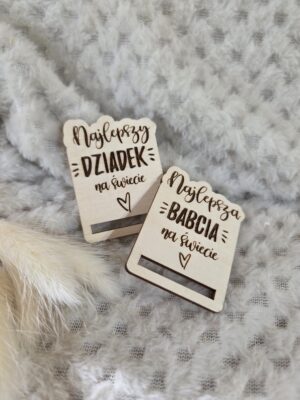 Grawerowana zakładka do książki ze sklejki – Baza na Dzień Babci i Dziadka 6x4,5cm N1212