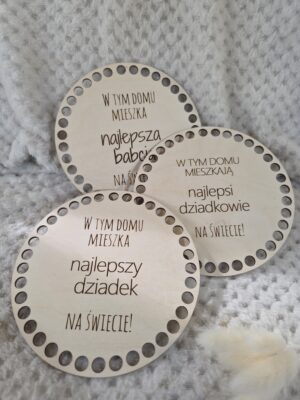 Baza ze sklejki do szydełkowania okrągła – Dzień Babci i Dziadka 15cm N1207